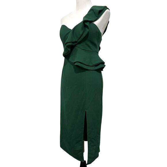 Hello Molly Caruso One-Shoulder Ruffle Midi Dress Green Size Womens Sz 8 - Picture 5 of 11